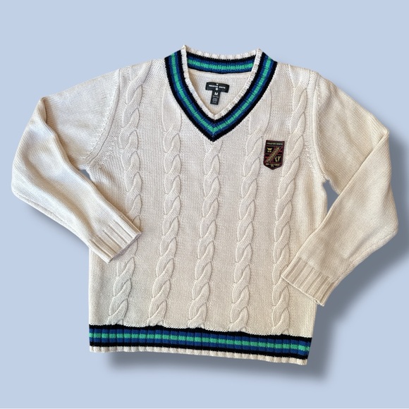 Houston White x Target Cream Cable Knit Cricket/Tennis Sweater Size Medium - Picture 2 of 8